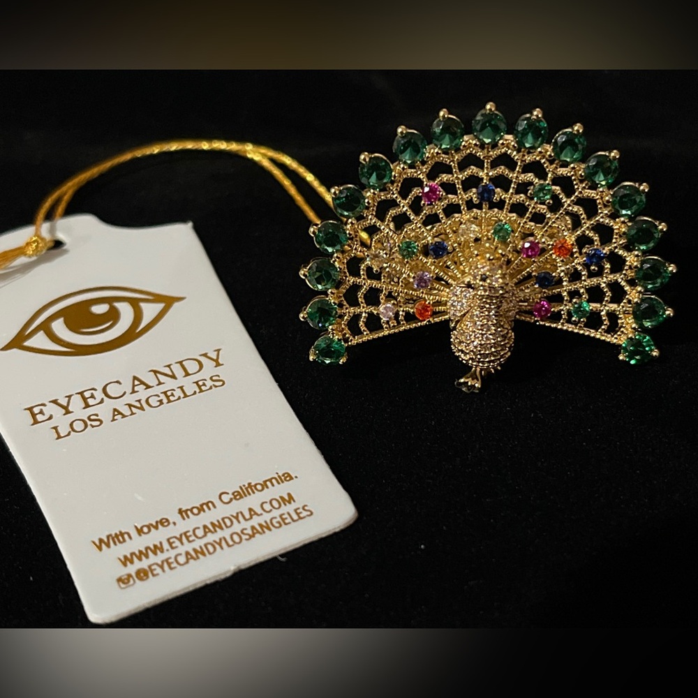 Eye Candy Peacock 18K Gold Plated CZ Ring New With Tags